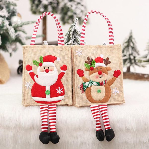 

christmas decorations snowman old man elk tote bag linen machine embroidered with foot gift candy tree decoration