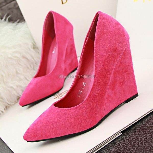

spring & summer elegant women's shoe fashion thick heel high shallow mouth pointed toe shoes ol wedges pumps flock dress, Black