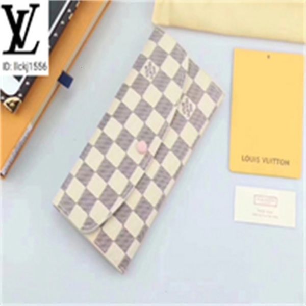 

designer luxury jmvc m60136 white plaid emilie wallet men real leather long chain wallets compact purse clutches evening key brand card hold, Red;black
