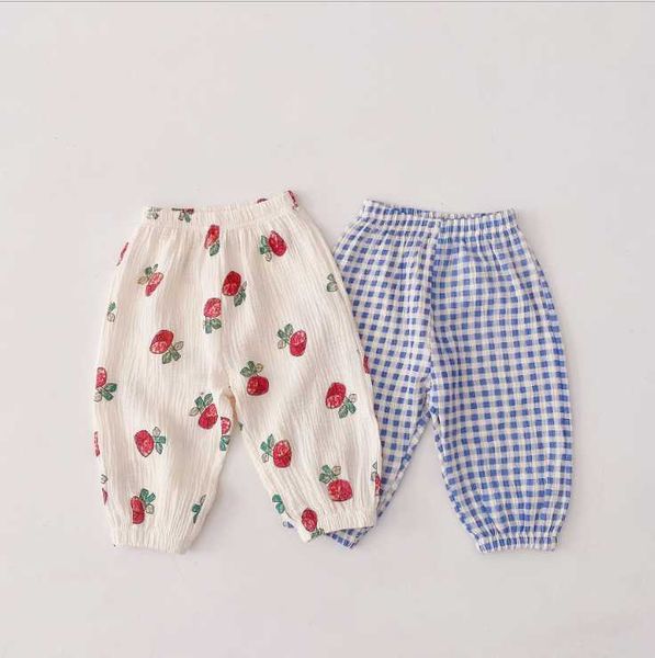 

trousers 2021 baby girls plaid pants summer cototn soft babys, Blue