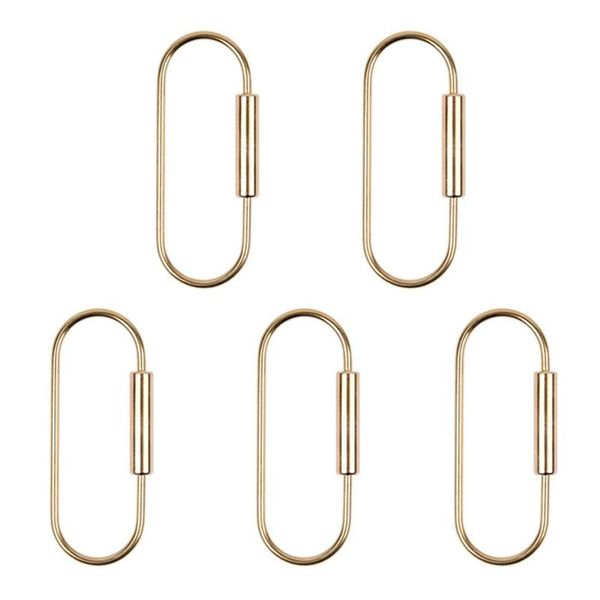 

5pcs durable brass screw lock keychain simple key chain ellipse shape ring clip holders hooks & rails