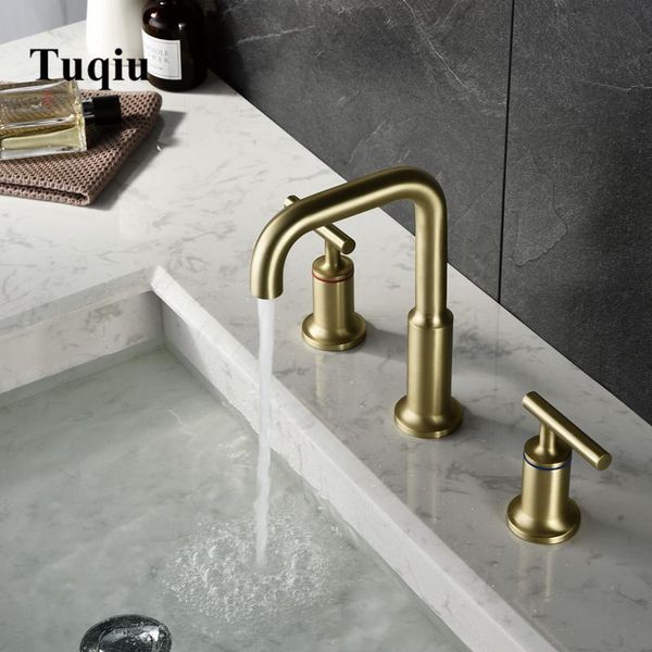 

bathroom sink faucets basin faucet 8 inch widespread lavatory mixer tap brass three hole brush gold black