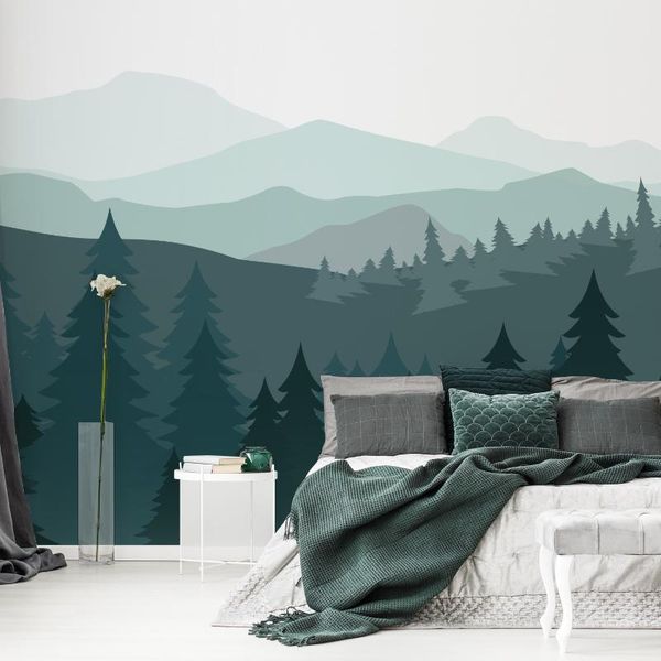 

wallpapers 99.49x55.12inch pine forset scenery bedroom wall waterproof easy-to-clean fine grain cloth background decoration sticker