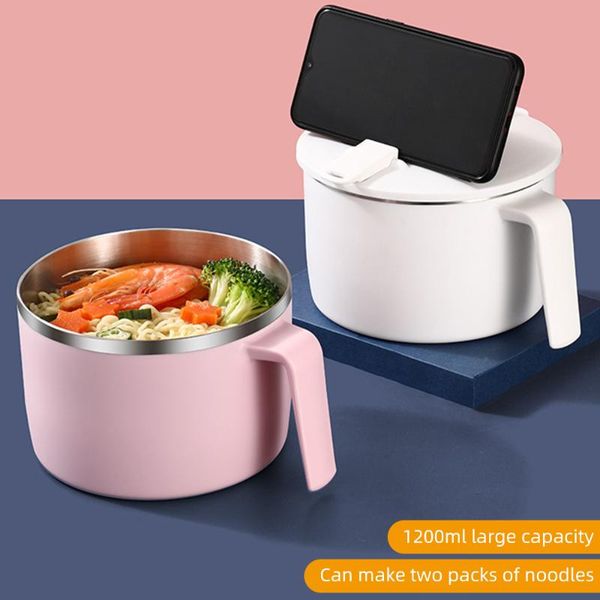 

bowls stainless steel big bowl with cover kitchen large soup noodle rice ramen fruit salad container household tableware