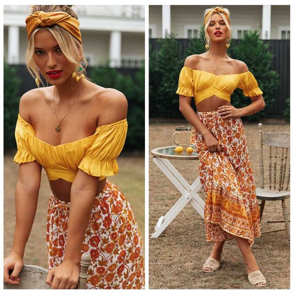 

summer crop women summer lantern short sleeve ultrashort bandage v neck off shoulder beach t shirts 210625, White