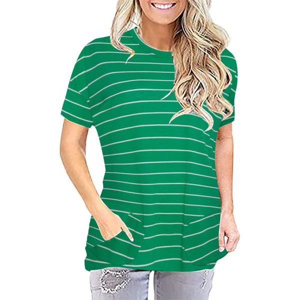 

striped printed women's t-shirt cotton harajuku summer female tee for lady girl funny round neck hipster t-shirts #t3g, White