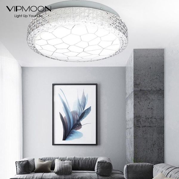 

ceiling lights vipmoon 12/18/24/48w led light crystal edge lattice round smd 2835 optical lens lamp for home el office