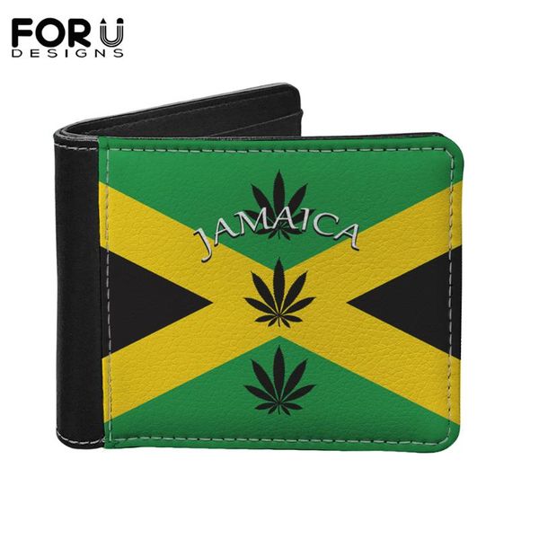 

wallets forudesigns jamaica leaf flag print leather man wallet pu passport card holder coin money purse with pockets no zipper, Red;black