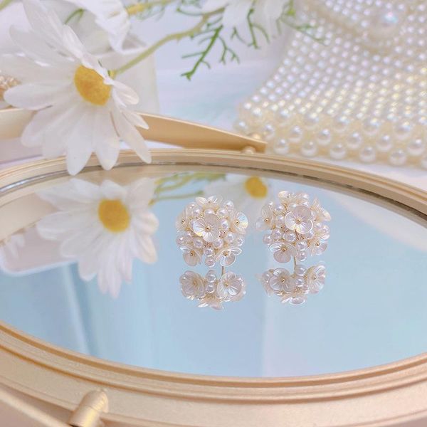 

stud korean fashion elegant temperament flower 14k gold earrings luxury cute for women earings romantic charm jewelry accessories, Golden;silver