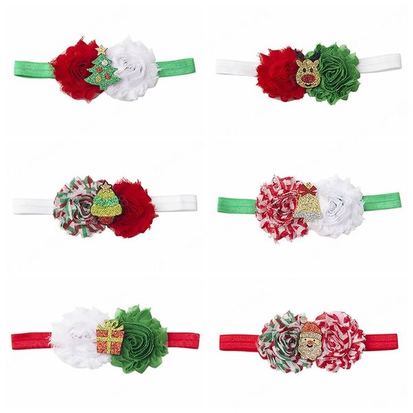 

fashion handmade flowers infant headband cute cartoon pattern floral elastic hairband baby headwear christmas decoration, Slivery;white