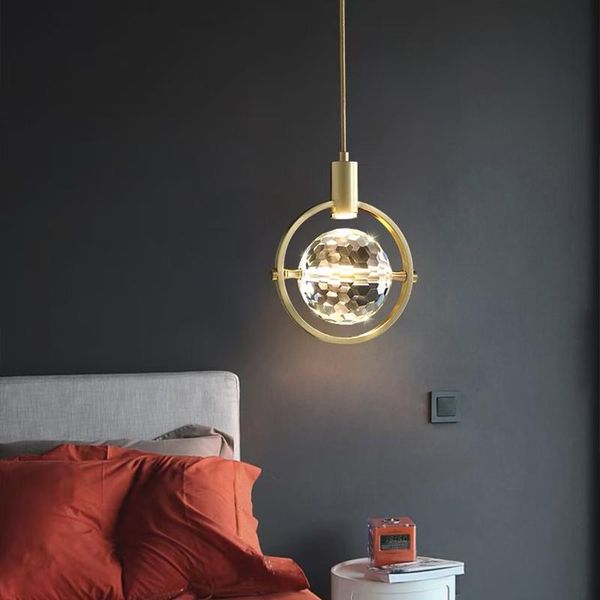 

pendant lamps copper nordic lamp gold minimalist hanging modern led crystal lights fixtures for home living ceiling decor