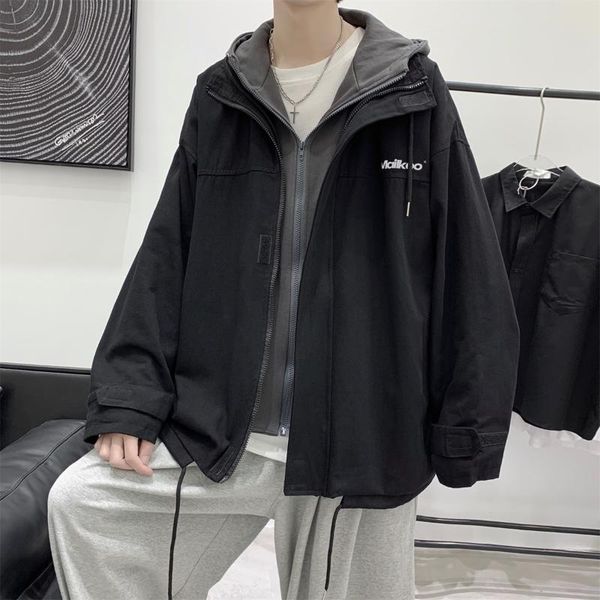 

casual jackets for men hooded spring autumn black jacket korean clothes turn-down collar chaqueta de los hombres bg50js men's, Black;brown
