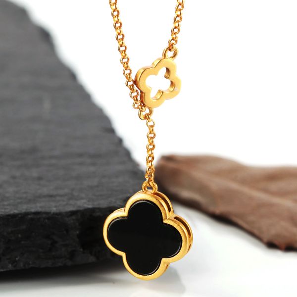 

spring 925 hetian jade pendant with silver inlaid clover (without chain)