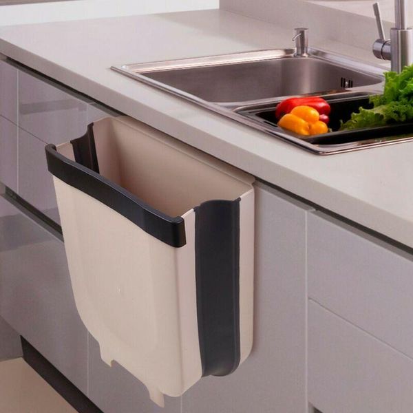 

waste bins kitchen creative wall mounted bin foldable trash can rubbish container box door hanging
