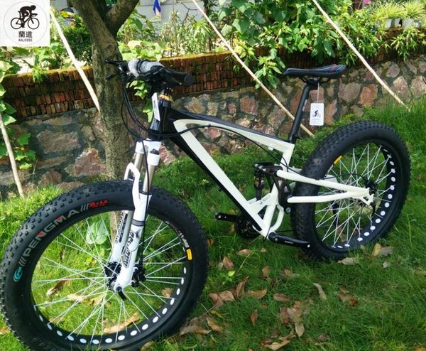 

kalosse 26*4.0 inch snow bike full suspension fat bicycle mountain 21/24/27/30 speed 26er hydraulic brakes bikes