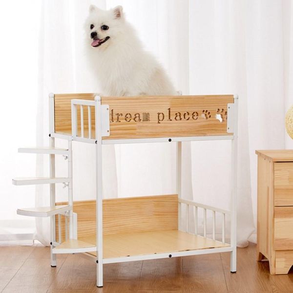 

pet supplies double layer solid wood cat bed fashion feature mattress bunk subminiature dog pomeranian nest 68-82cm c323 beds & furniture