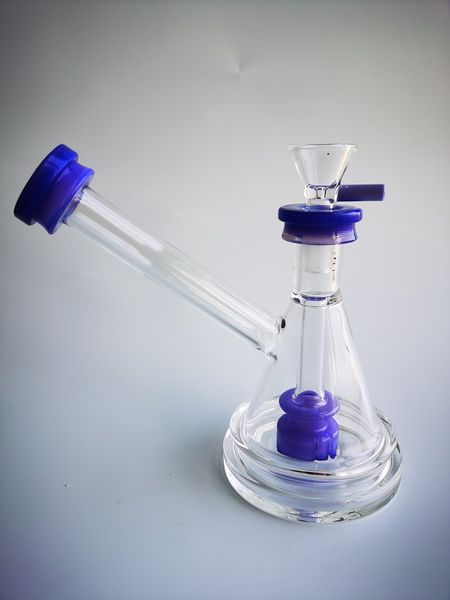 Vintage Diamant Lila Perc Glas Bong Wasser Rauchen Wasserpfeife 14mm Joint Bubbler Perc Öl Dab Rigs können Kundenlogo setzen