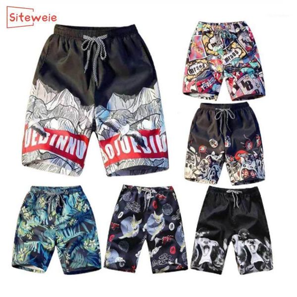 

men's shorts siteweie mens beach summer short pants print breathable quick dry swim trunks g146, White;black