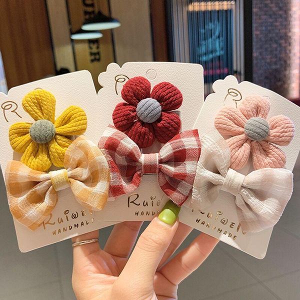 

[2pcs/set]bowknot hairpins for girls korean version flower side clip back of the head a word jewelry accessories sy0143 hair, Slivery;white