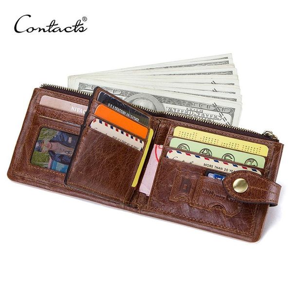 

wallets contact's genuine leather wallet for men card holder men's short casual purse small walet carteira masculina mens cuzdan, Red;black