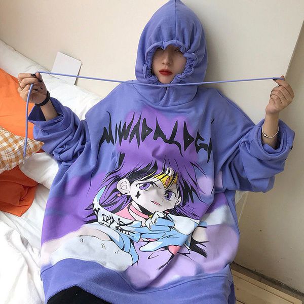 

women's jackets autumn streetwear japanese cute girl cartoon hooded jacket hoodie long sleeve oversized sweatshirt loose thnd, Black;brown