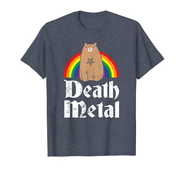 

death metal rainbow shirt satanic bear goth concert gift, White;black
