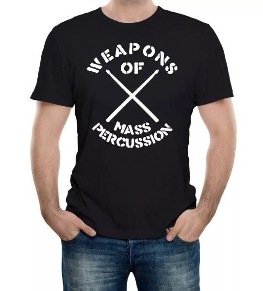 

weapons of mass percussion t-shirt - funny t shirt retro drum drummer joke music, White;black