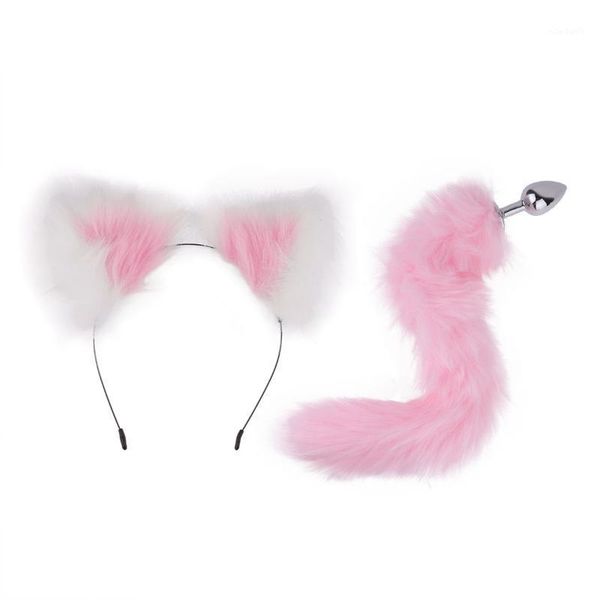 

christmas decorations women erotic cosplay cat ear headband with tail metal plug valentine's day night party roleplay costume prop