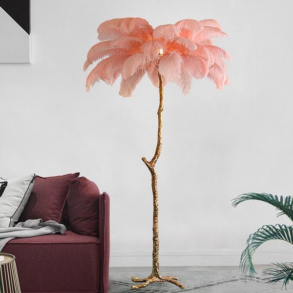 

modern led floor lamp ostrich feather standing for living room nordic decoration home luminaries e27 corner lamps