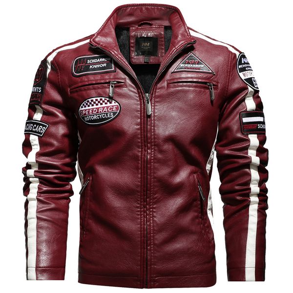 

fresh locomotive style men's leather jacket high-quality stand-up collar retro comfortable fashion travel commute, Black