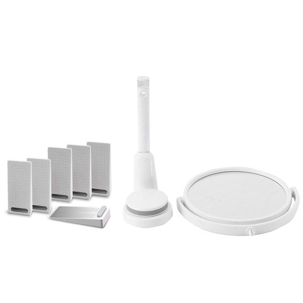 compact mirrors 6 pcs door wedge rubber, ser & 1x modern drill-bathroom mirror 2 side makeup vanity shave