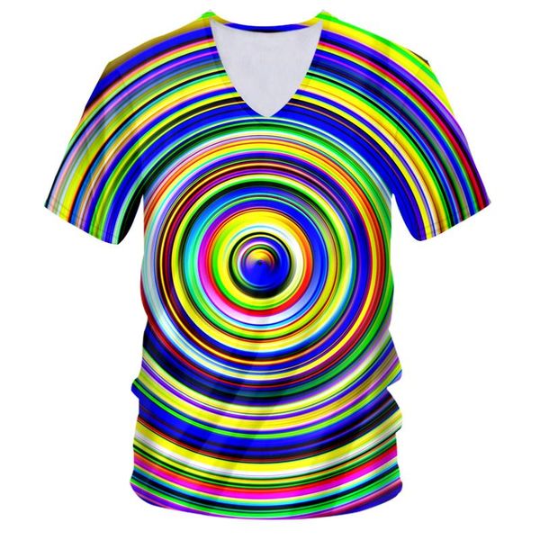 

men's t-shirts ifpd eu size v neck tshirts cool print abstract color swirl dizzy 3d tshirt casual man fitness tee shirts 7xl, White;black
