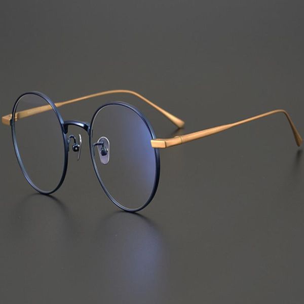 

fashion sunglasses frames round frame handmade pure titanium eyeglasses women full rim optical eyewear clear lens prescription vintage myopi, Black