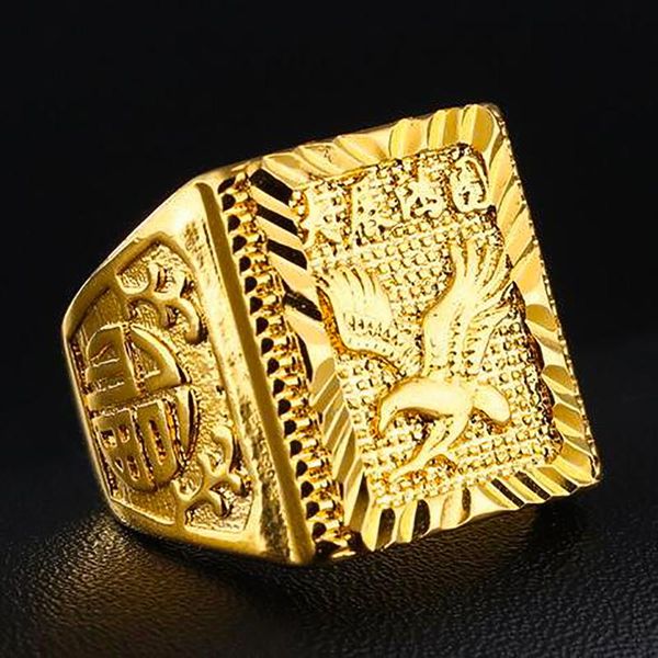 

wedding rings punk rock realize ambition eagle men 's ring luxury gold color resizeable finger jewelry fist knuckles never fade unusual, Slivery;golden