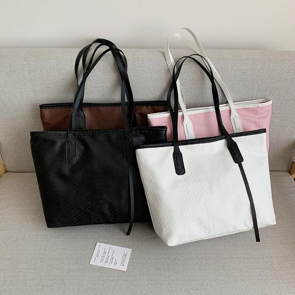 

evening bags daily plain zipper tote shopping ladies scale pattern shoulder large pu leather handbags for women