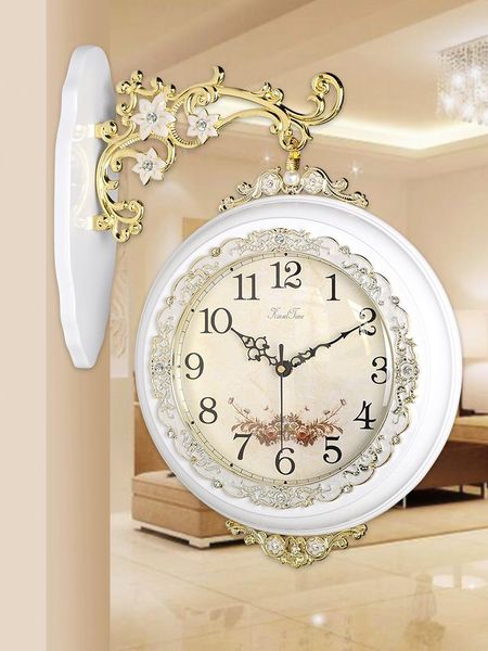 

wall clocks double sided luxury clock electronic modern design living room silent creative reloj pared home watch jj60wc