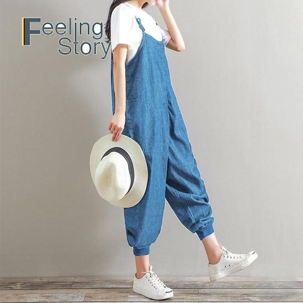 

women's jumpsuits & rompers summer 2021 plus size jean overalls for women jumpsuit jeans ladies loose full bodysuit baggy wide leg pant, Black;white