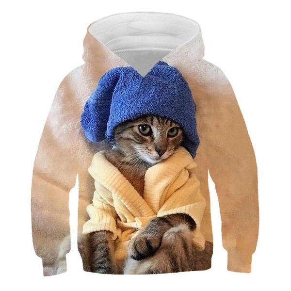 

men's hoodies & sweatshirts girls 3d printing women lovely cat animal series pullover animals long sleeve female thin hoodie, Black