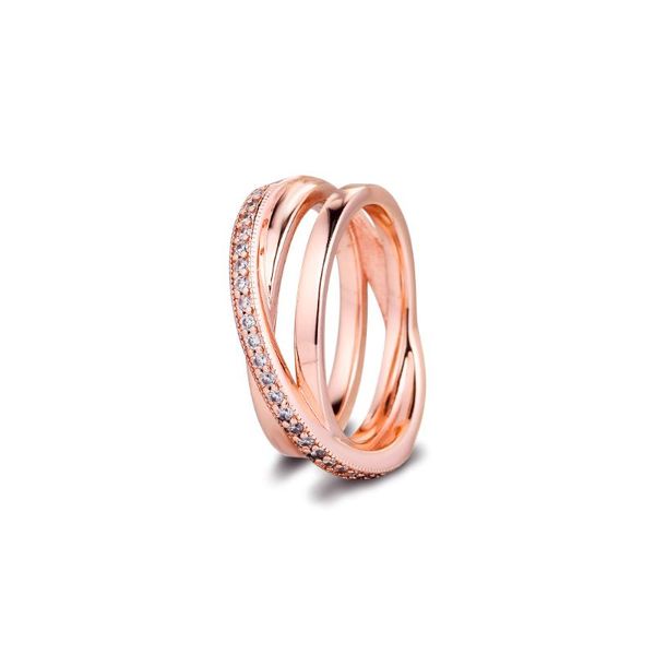 

cluster rings crossover pavÃ© triple band ring sterling silver female for women simple classic accessory, Golden;silver