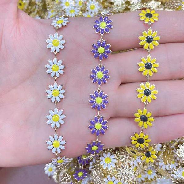 

pendant necklaces 5 meter daisy chain enamel flower jewelry elegant necklace accessories brass 9900, Silver