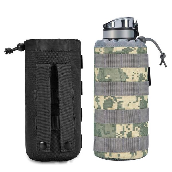 

water bottle outdoor pouch drawstring holder mesh carrier portable