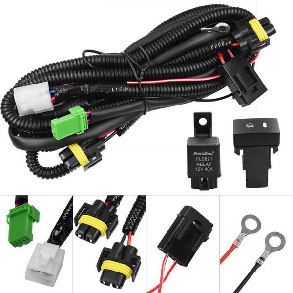 

other lighting system 1 pcs auto h11 led fog light wiring sockets 40a relay switch kit for lamp work car lights accessories
