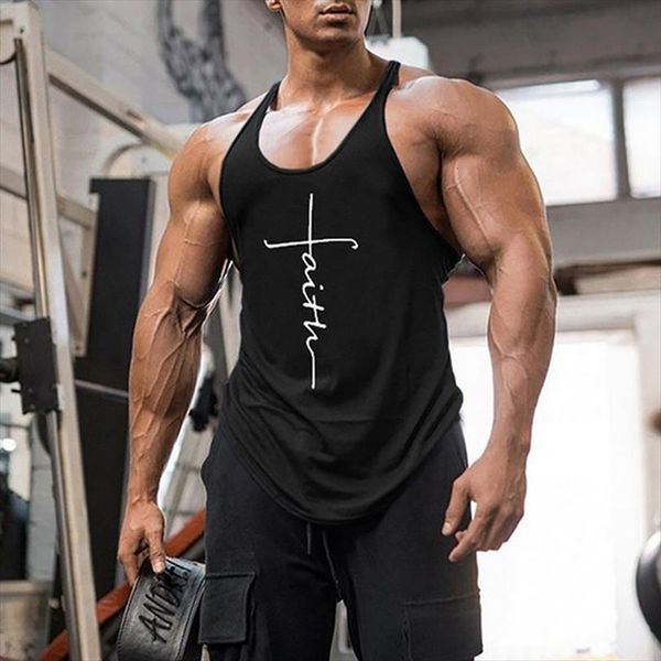 

gym clothing men summer oversize fitness bodybuilding tank printed mens sleeveless vest, White;black