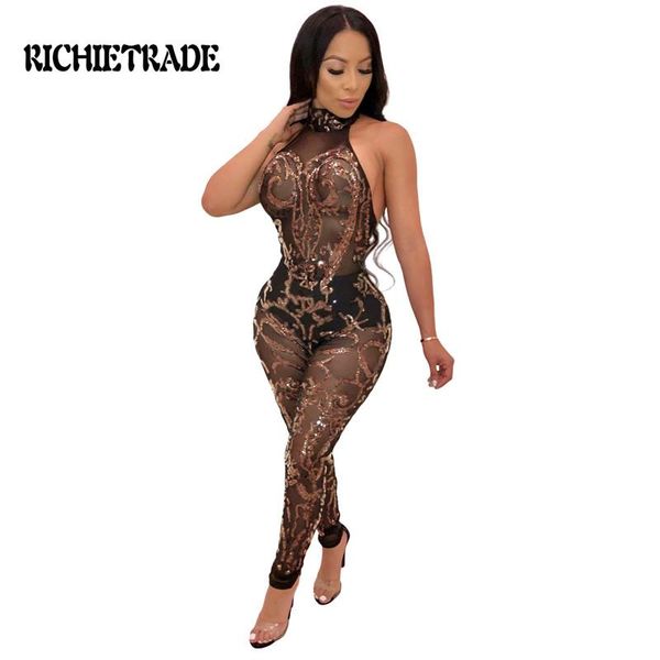 

women's jumpsuits & rompers richietrade woman jumpsuit sleeveless and long pants hollow out o neck, Black;white