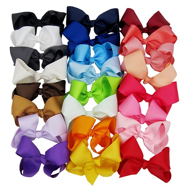 

wholesale 6 inch solid color ribbon hair bows with alligator clips baby hairpins children hair accessories 40colors fast shipping, Slivery;white