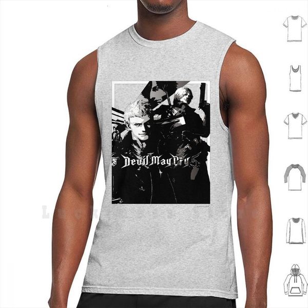 

nero dante and v mens tank vest 100% cotton vergil dmc5 5 videogame game xbox ps4 cool monochromatic gray, White;black