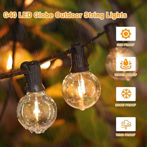 

strings 100ft 50 bulbs g40 globe led string light christmas festoon fairy outdoor indoor garden garland wedding decorative
