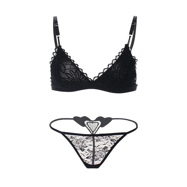 

bras sets bra & brief women's underwear lace wire transparent set erotic costumes lingerie porno, Red;black