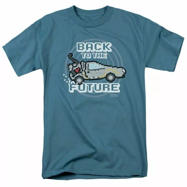 

back to the future 8 bit future t shirt mens licensed retro movie tee slate, White;black