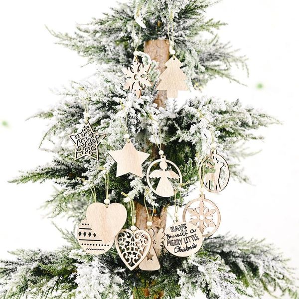 

christmas decorations 12pcs wooden pendants xmas tree hanging ornaments diy wood crafts for home party year